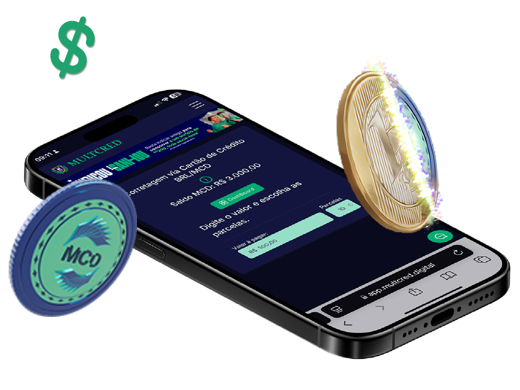 App MultCred com moedas MCD